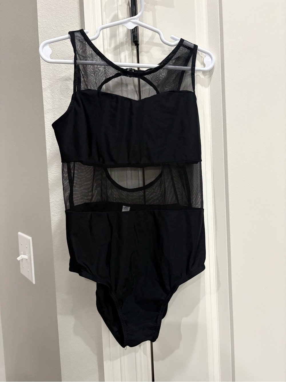 iEFiEL black with black mesh leotard girls size 10 GUC